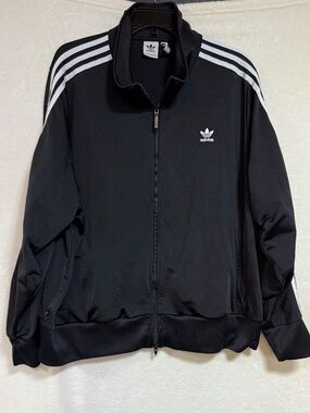 Adidas Women's 4X Track Jacket Zip - 3 Stripes Black & White Firebird